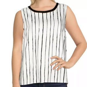 Alfani Black and White Striped Sleeveless Top
